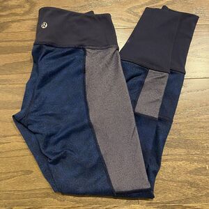 Lululemon Wunder Under Sashiko Jogger‎ Pants Womens Size 4 Blue Camo Inseam 26